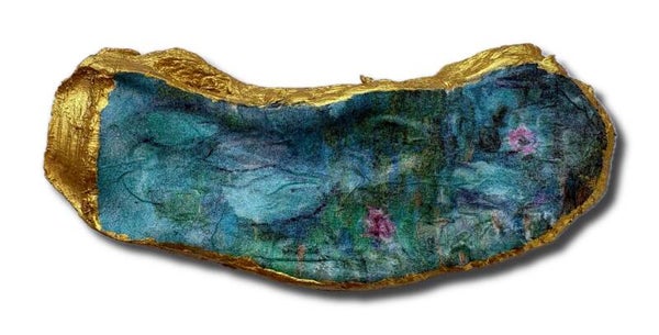 Waterlelies van Claude Monet op gouden XL-oesterschelp (3437)