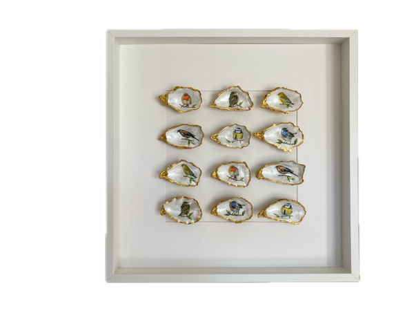 12 vogeltjes in een lijst