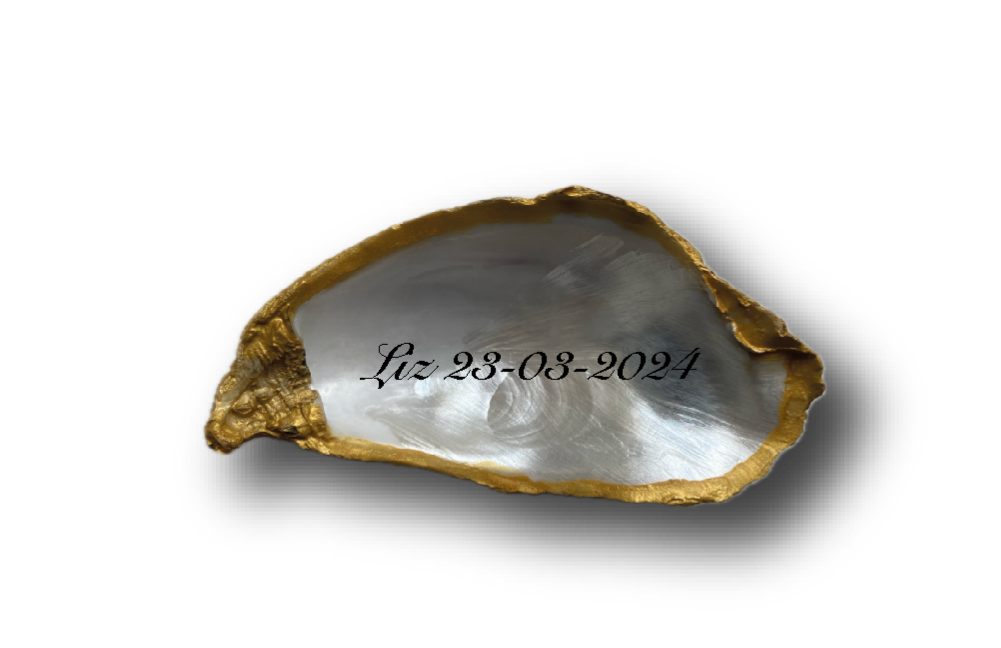 Gouden oesterschelp met naam of eigen tekst