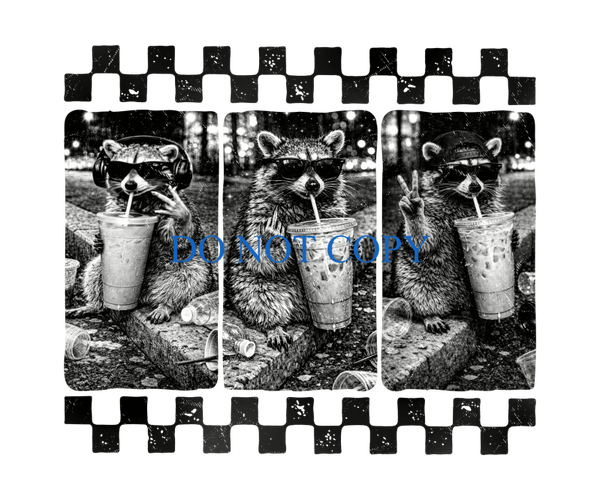 DTF - Racoon iced coffee