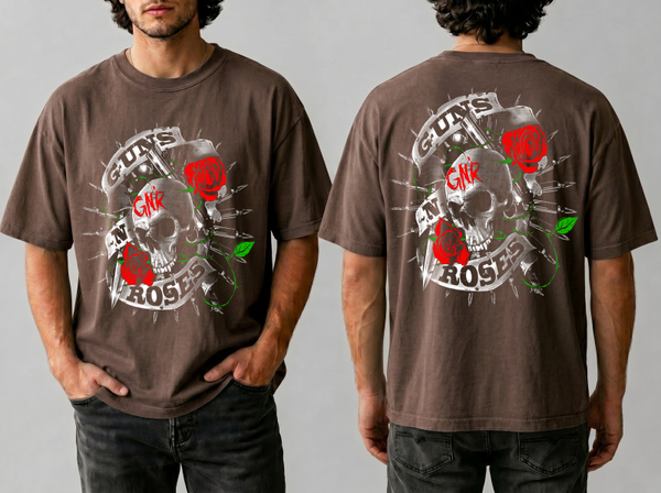 DTF - Guns & Roses white/red (Halftone)