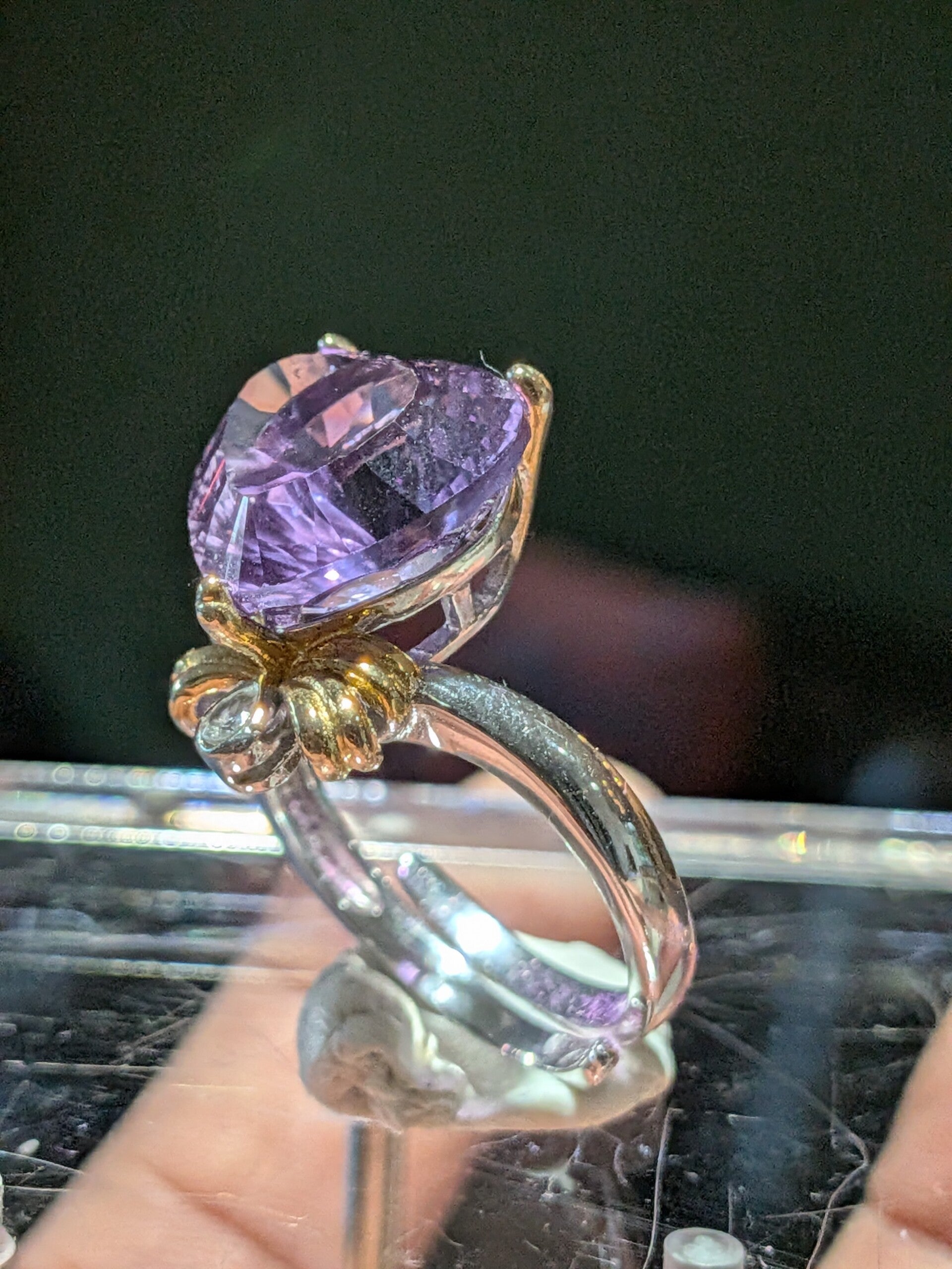 Amethist hart Ring Zilver Verstelbaar