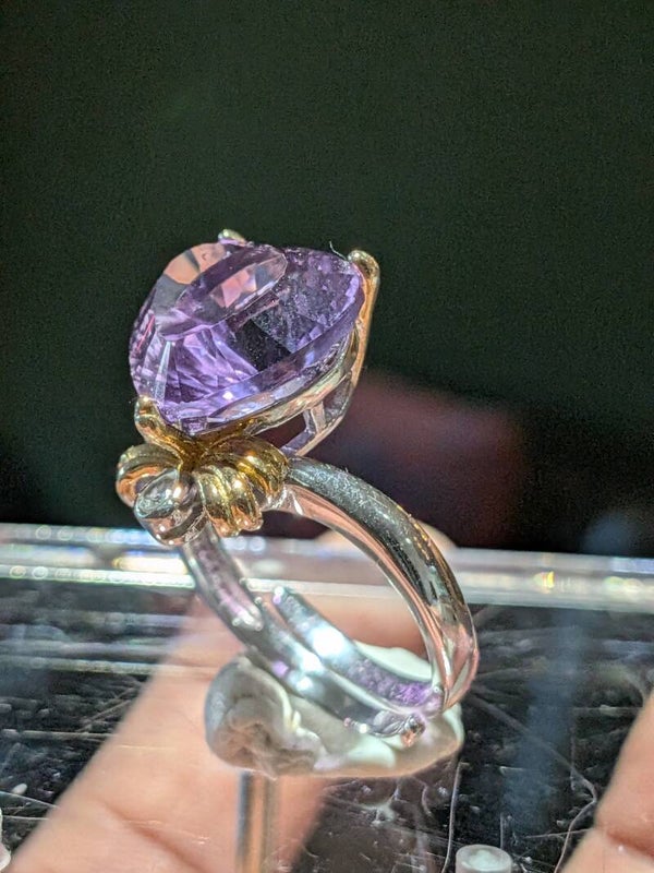 Amethist hart Ring Zilver Verstelbaar