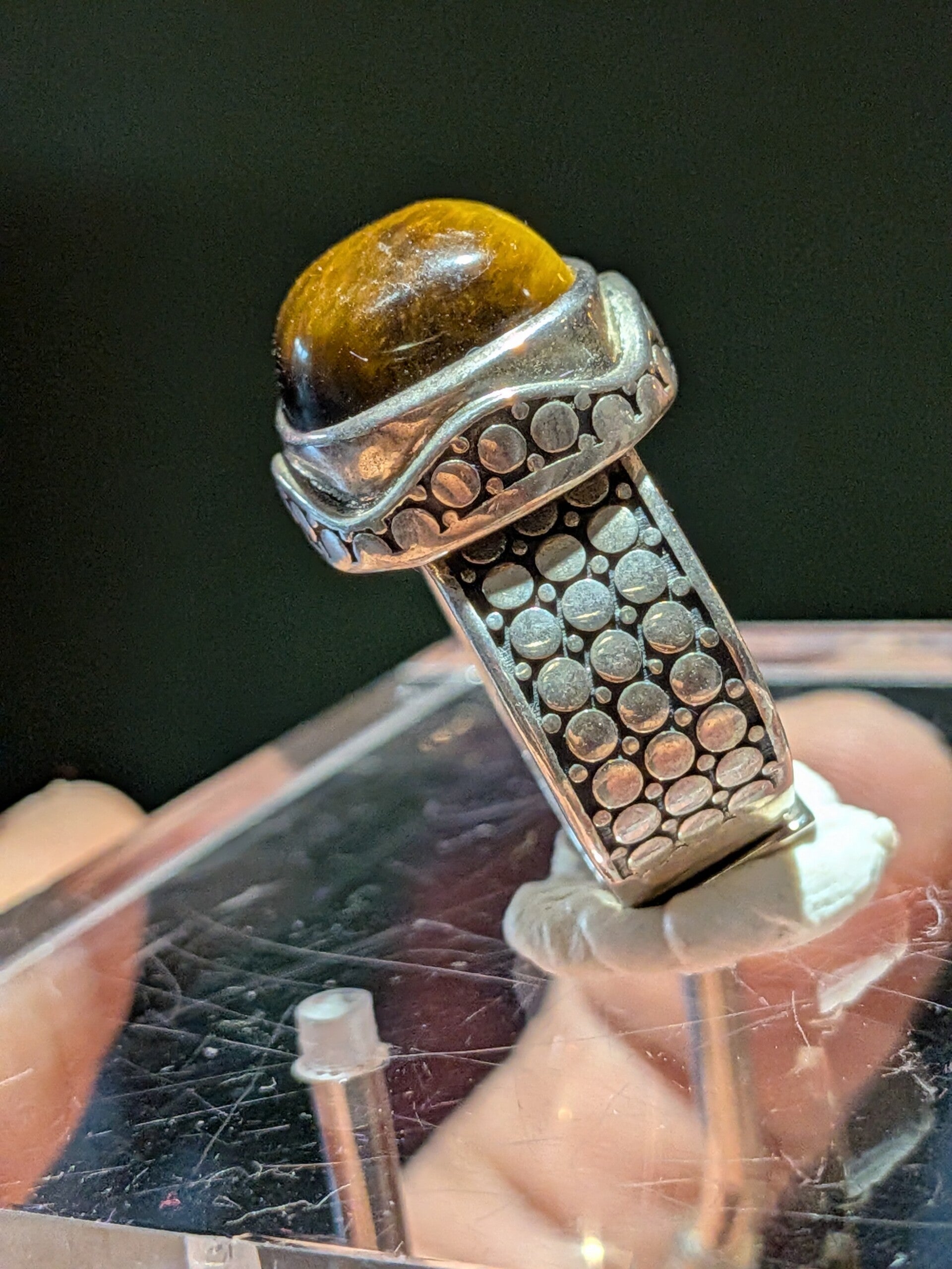 Tijgeroog Ring Zilver Verstelbaar