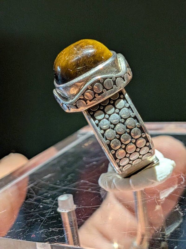 Tijgeroog Ring Zilver Verstelbaar