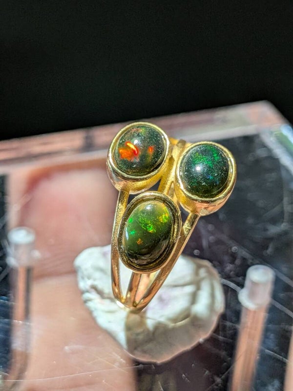 Zwart Opaal Zilver Gold-Plated