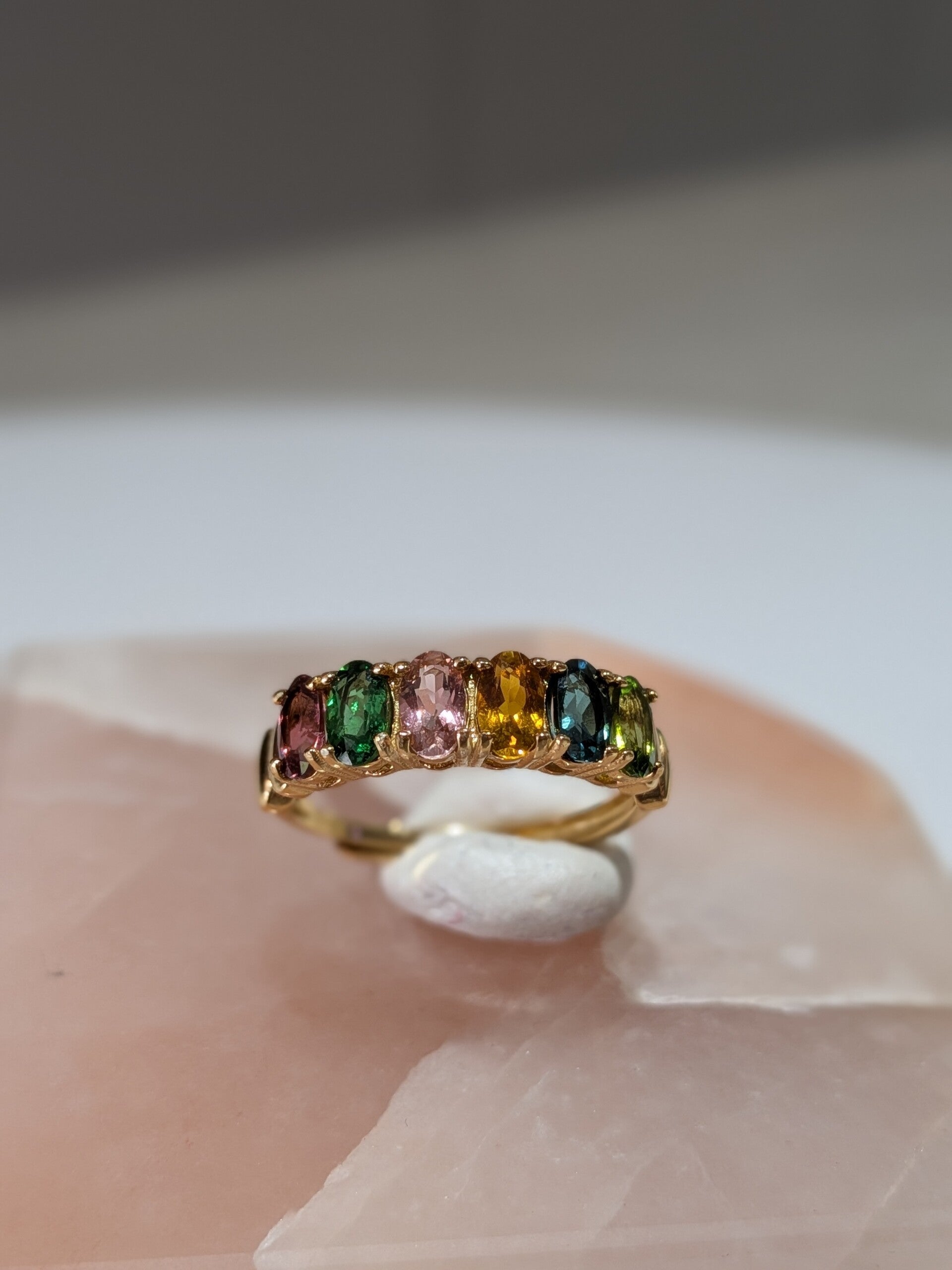 Toermalijn mix stones ring