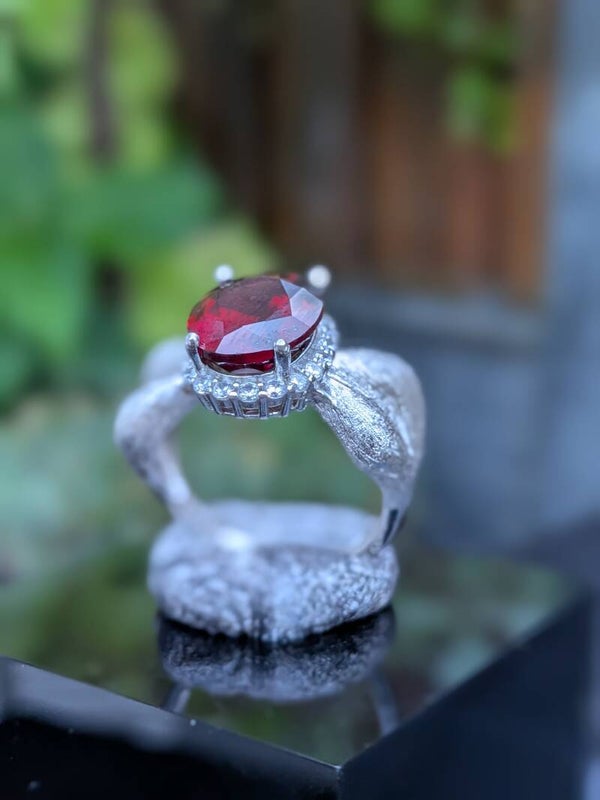 Granaat 925 zilver verstelbare ring