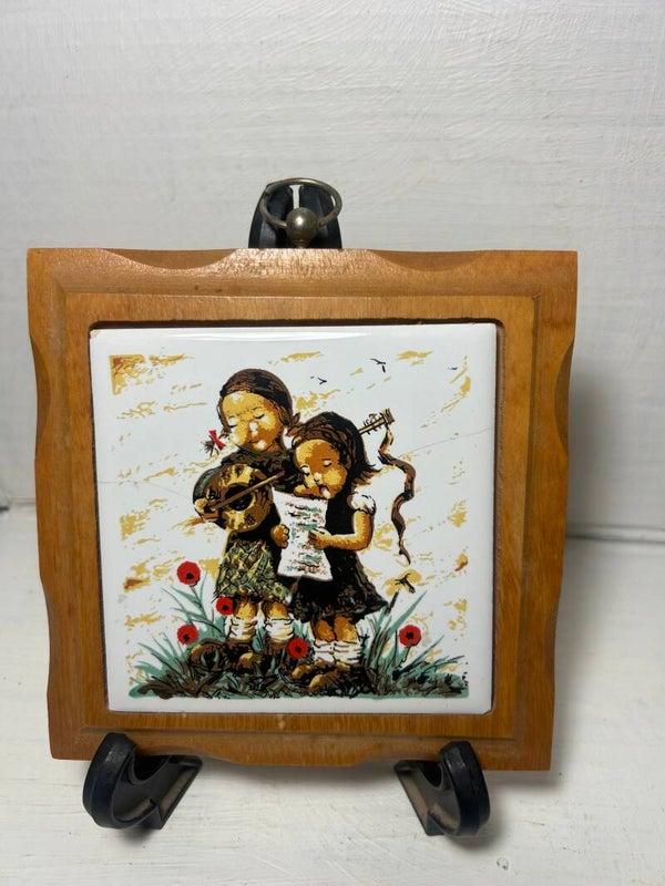 Vintage Retro Wooden Framed Tile