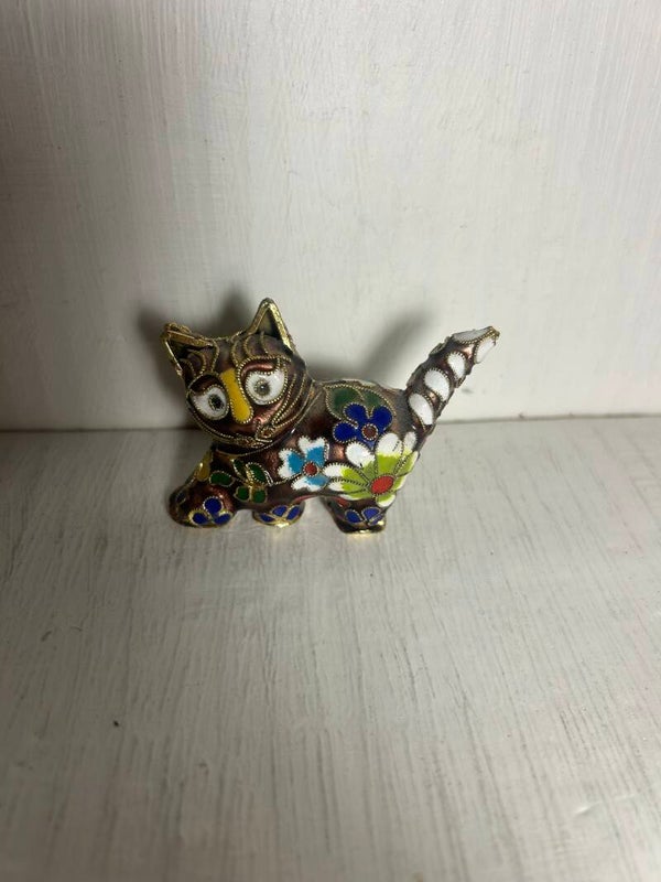 Cloisonne Enamel Cat Figurine