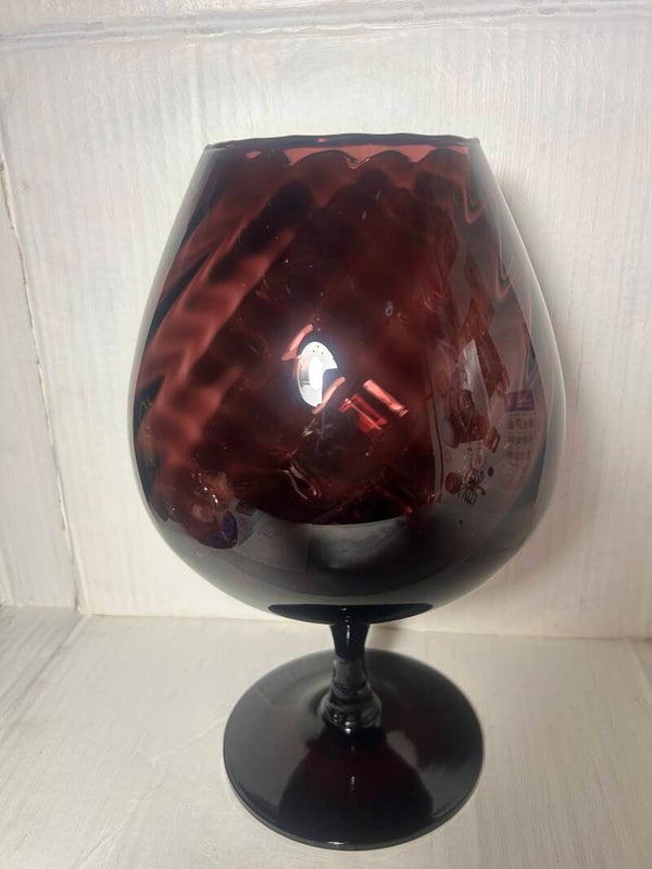 Giant MCM Aubergine Optic Swirl Ballon Vase