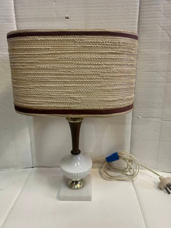 MCM Table Lamp with an Oval Textured Fabric Shade