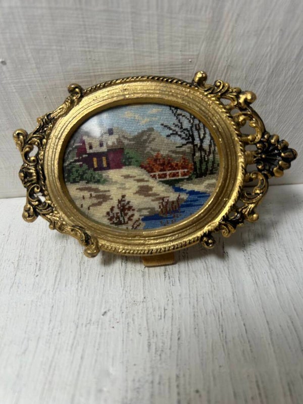 Vintage Small Needlepoint Tapestry by Gobelin