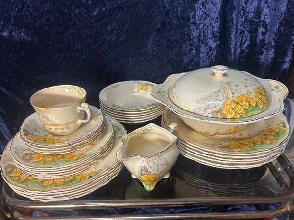 Vintage Dinner Set, ‘Yellow Morn’ by Royal Winton