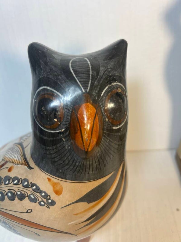 Vintage Terracotta Folk Art Owl by Tonala Pottery, Mexico