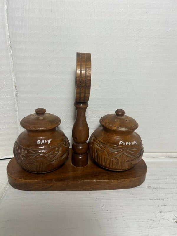 Vintage Retro Tiki Wooden Salt and Pepper Shakers