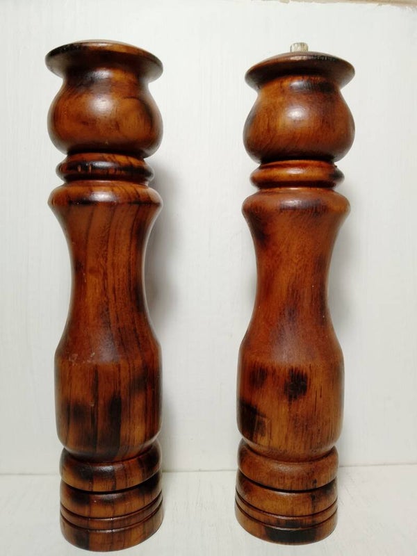 Retro vintage wooden Salt and pepper shakers.