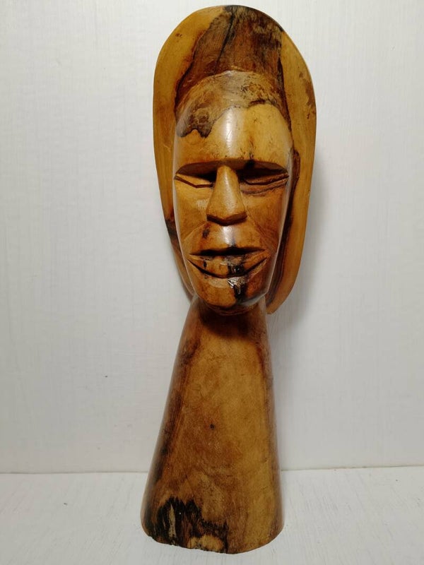 Vintage wooden hand carved bust.