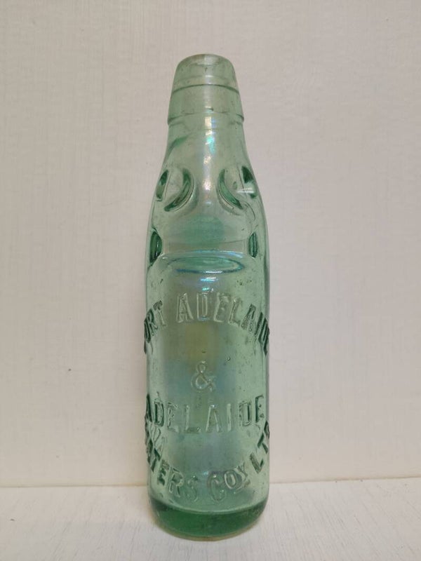 Antique Sth Aust codd bottle. Pt Adelaide and Adelaide Waters Ltd.