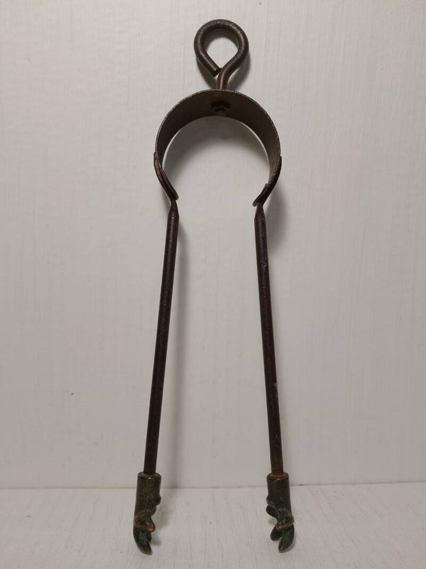 Victorian Brass Clawed Ember Tongs