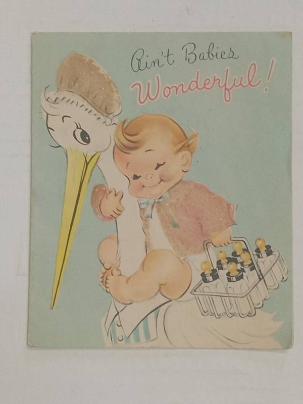 40's/50's Baby and stork gift card.