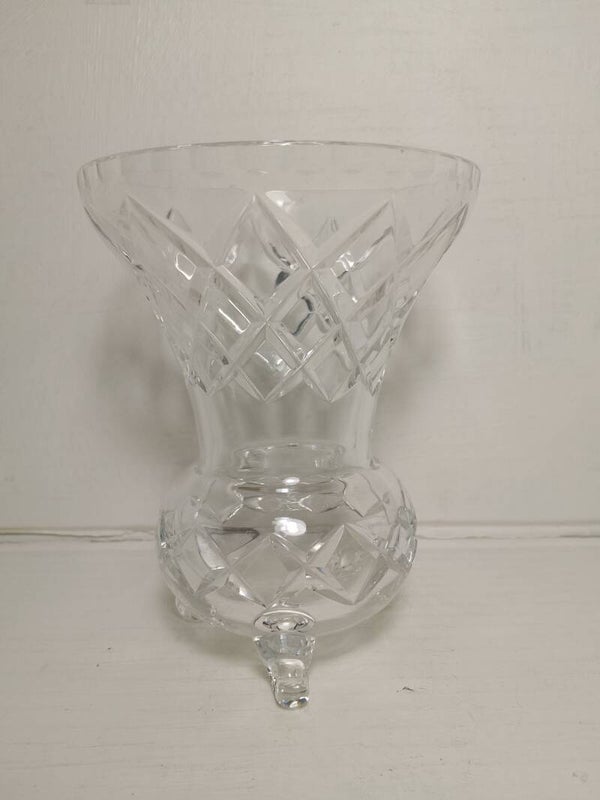 Vintage Cut Crystal footed acorn vase.