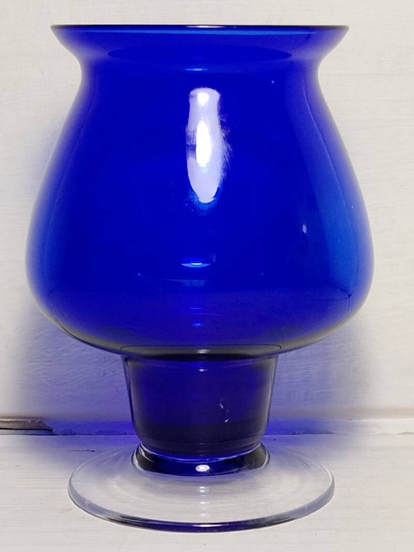 Vintage Deep blue glass goblet.