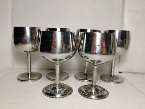 Retro vintage stainless steel goblets.