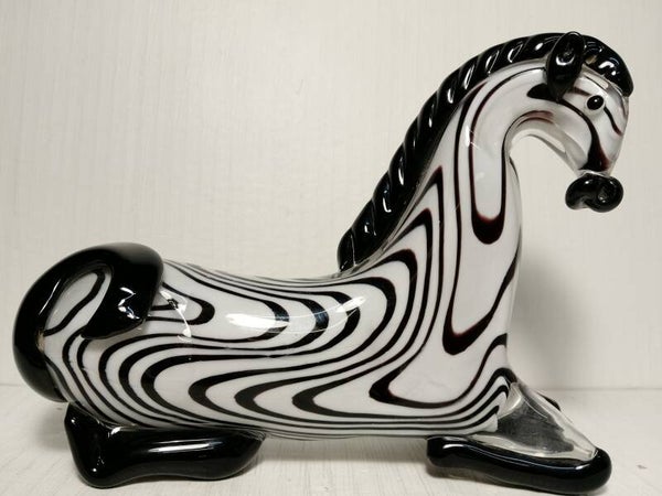 Murano style hand blown art glass zebra.