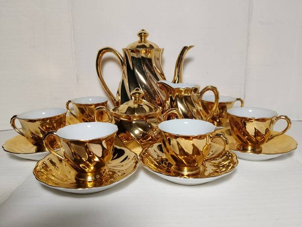 MCM 22 Gold Carat Coffee Set by Avondale