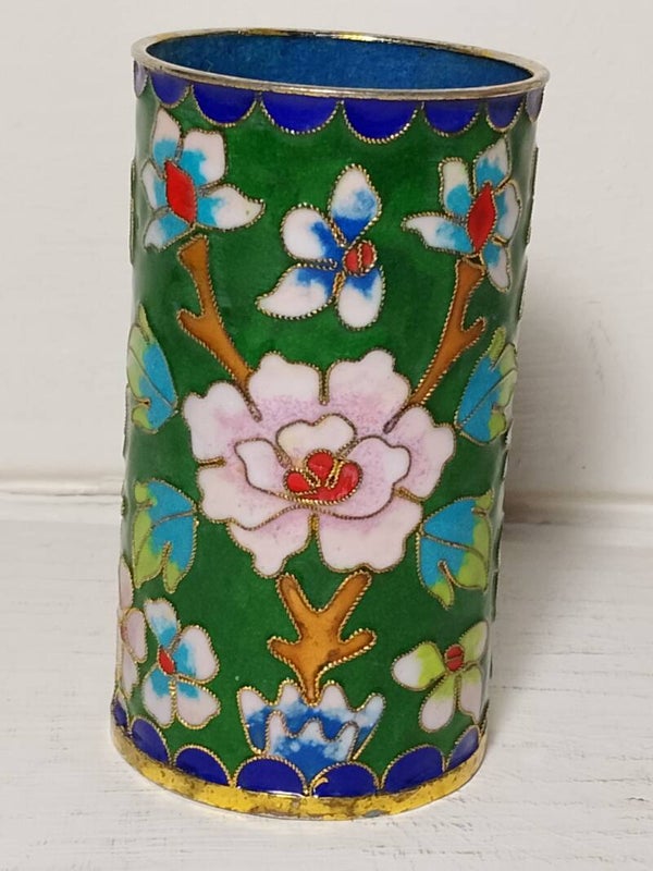 Chinese Cloisonne Enamel Brush Pot.