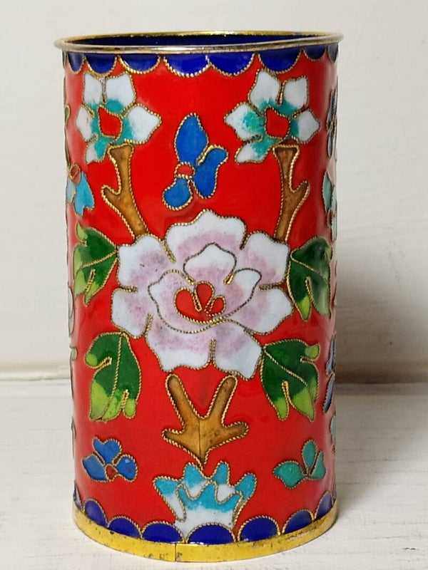 Chinese Cloisonne Enamel Brush Pot.