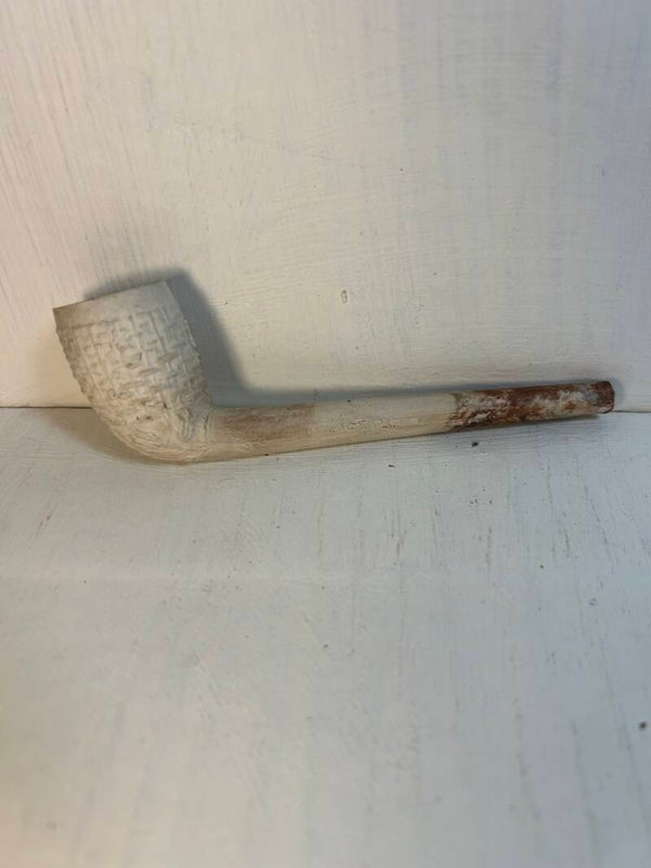 Antique Basketweave Clay Pipe