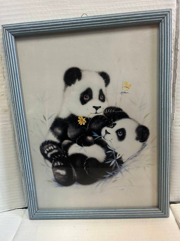 Retro picture of baby pandas at play