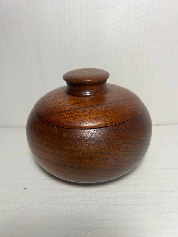 Turned Wooden Bowl with Matching Lid