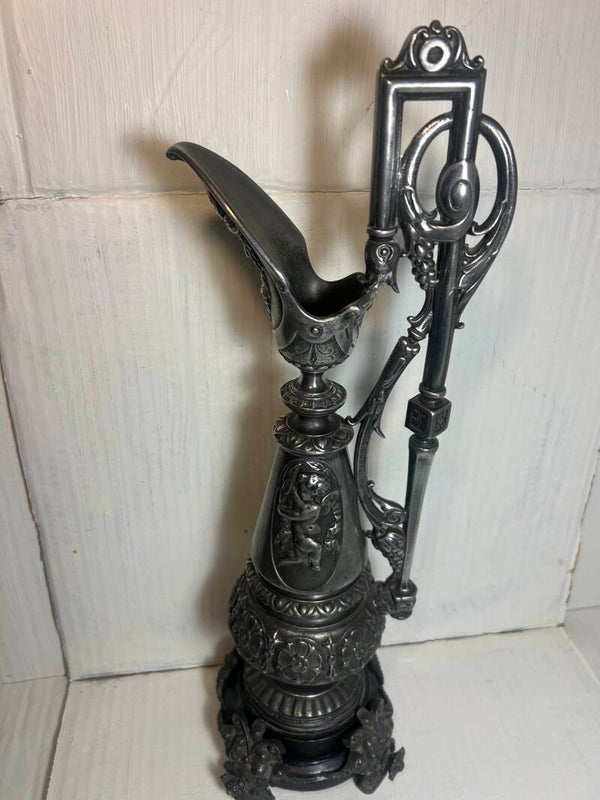 Ornate Victorian Heavy Metal Decorative Pitcher