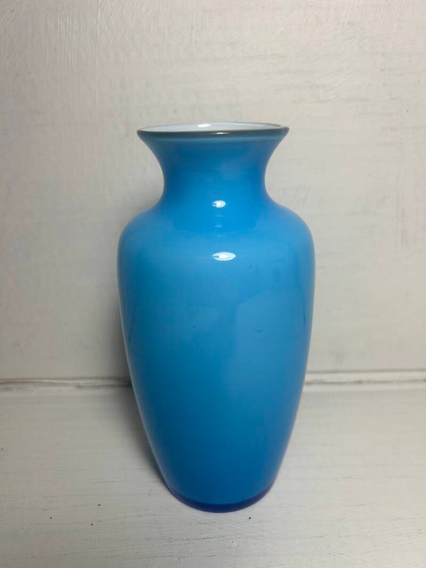 Sky Blue Cased Murano Vase