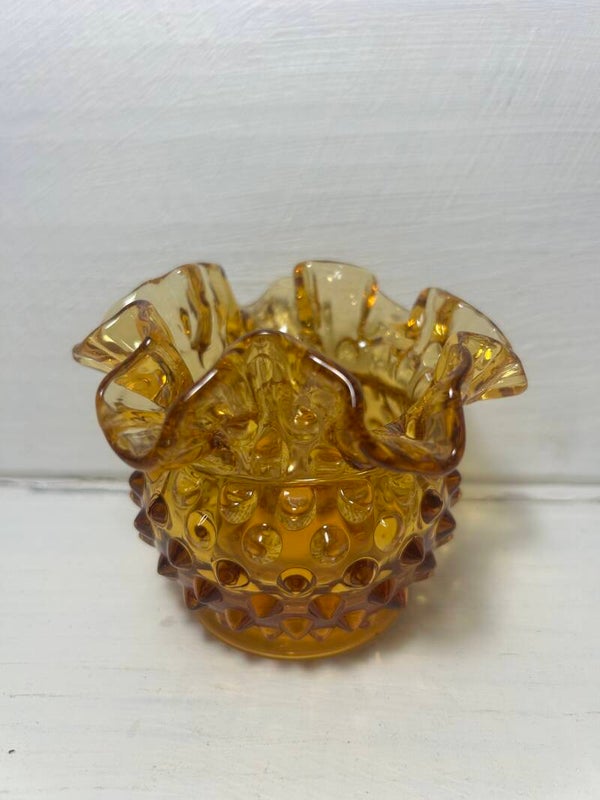 Vintage Amber Hobnail Vase