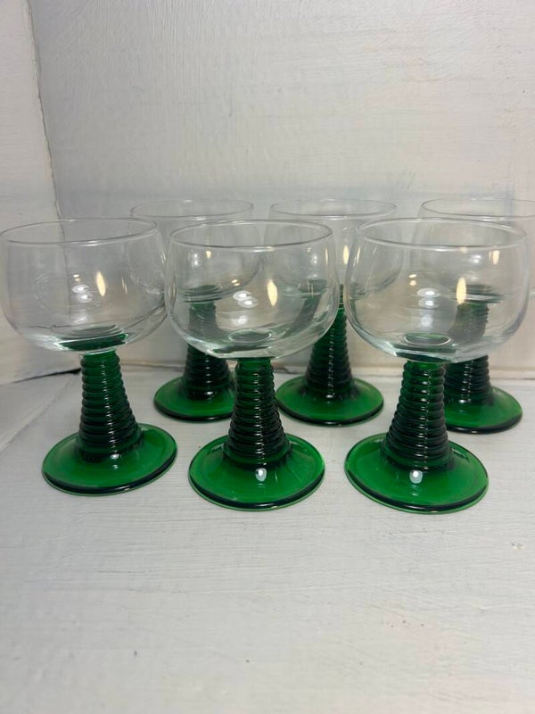 Set of 6 Green Beehive Glasses by Luminare of France