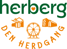 Logo Herberg Den Herdgang in groen & oranje kleuren in oranj