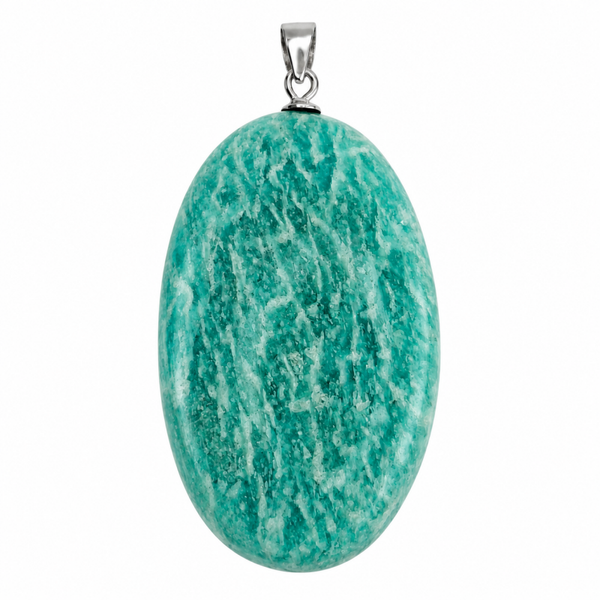 Amazoniet hanger cabochon ovaal groot zilver nr 1