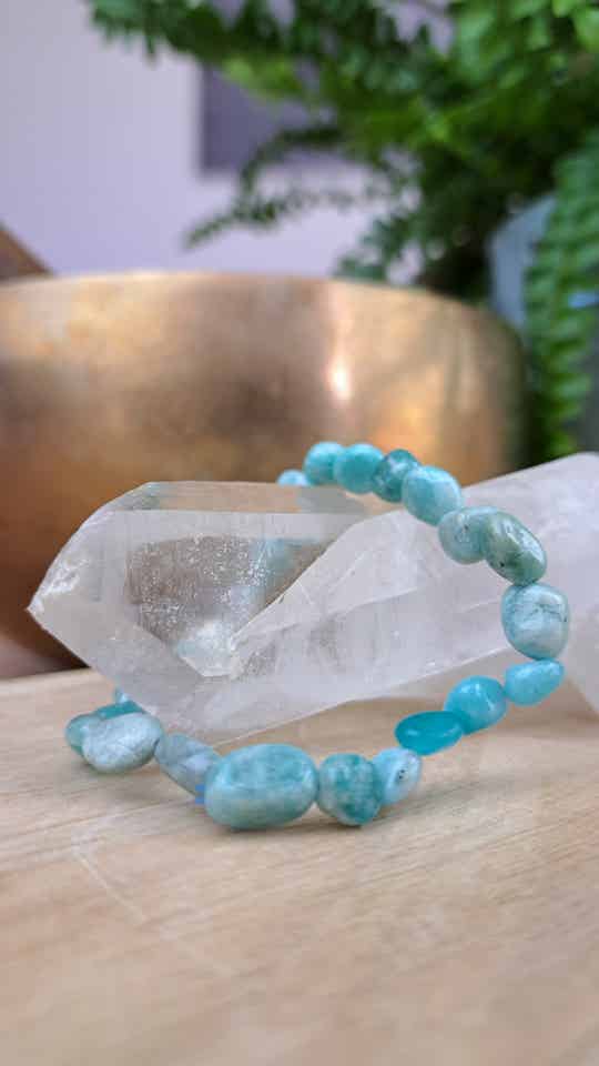 Amazoniet 6-8mm (armband, trommelsteentjes)