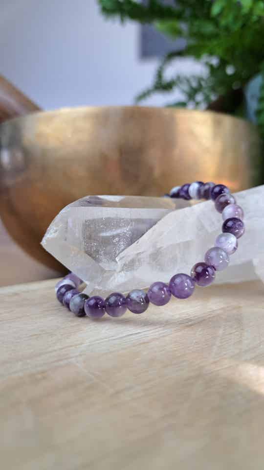 Amethist Chevron 6mm (armband, kogel)