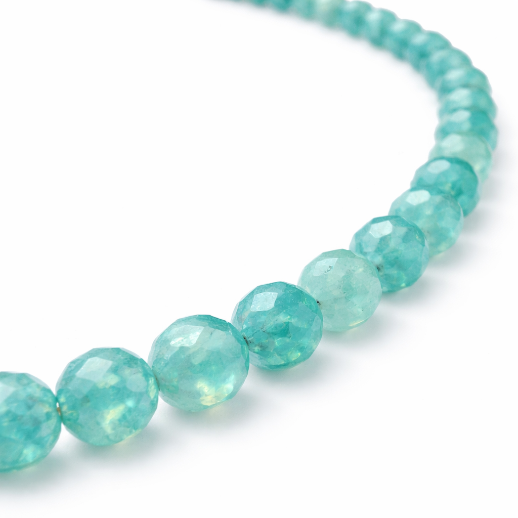 Aquamarijn ketting facet geslepen