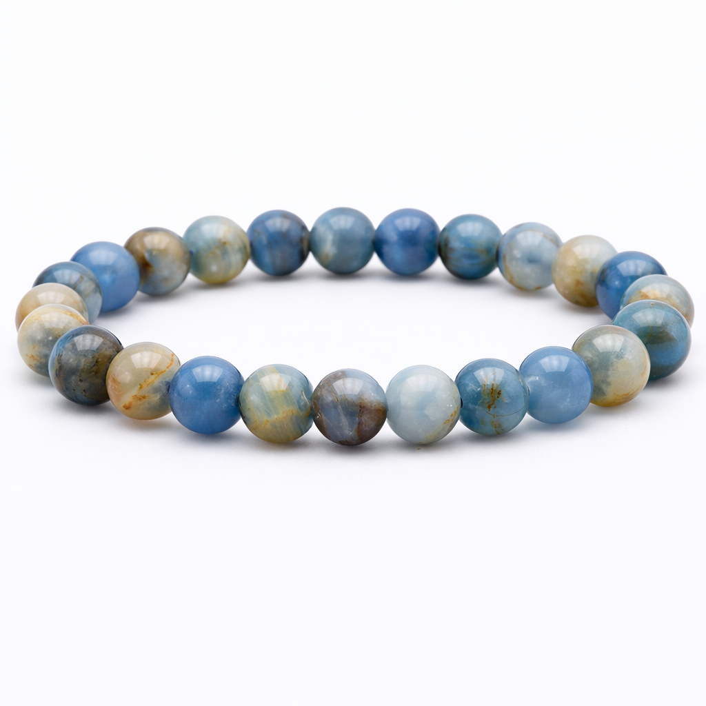 Blauwe Onyx 8mm (armband, kogel)