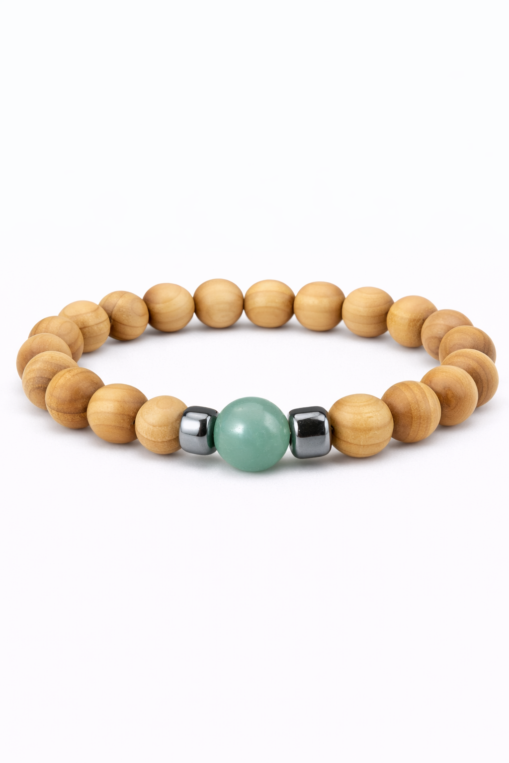 Cederhout armband met Groene Aventurijn-Hematiet 8-10mm