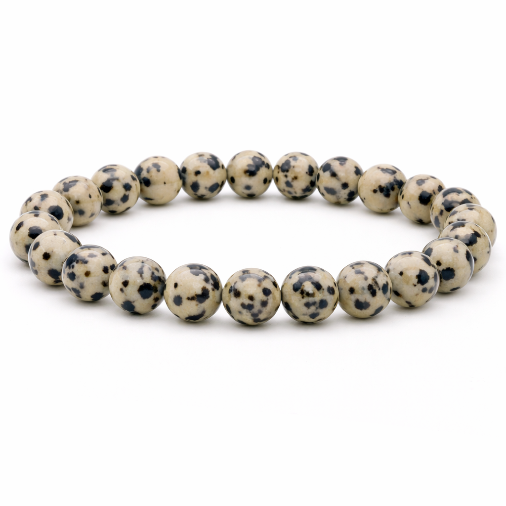 Dalmatiër jaspis armband sieraad 6 mm 8 mm 10 mm zwart wit bruin stip vlek