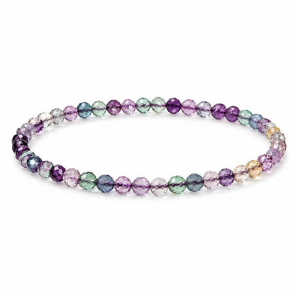 Fluoriet armband 4 mm facet multicolor