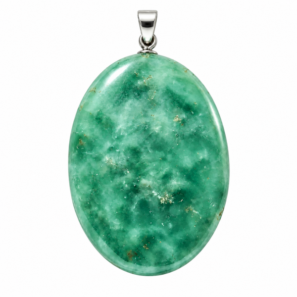 Groene Hemimorfiet hanger cabochon ovaal groot zilver nr 1