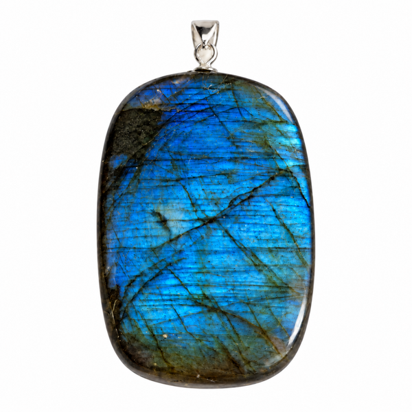 Labradoriet hanger cabochon rechthoek groot zilver nr. 2